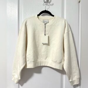 NWT Reformation Grace Cropped Vintage Oversized Crewneck Sweatshirt